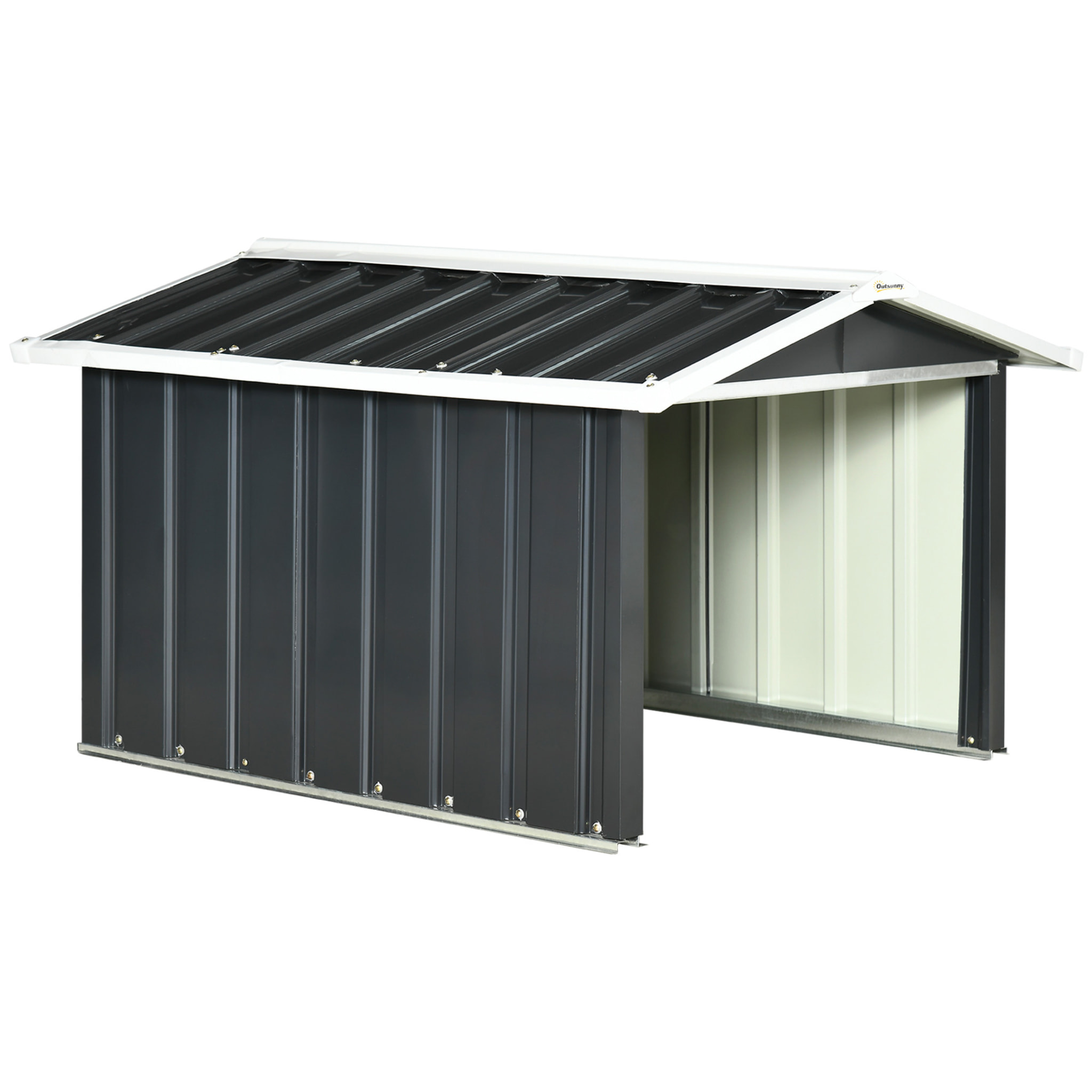 Garaje para Robot Cortacésped de Acero Galvanizado con Techo Dos Aguas, Caseta para Robot Cortacésped, 87x103x66 cm, para Jardín, Exterior, Césped, Gris Oscuro