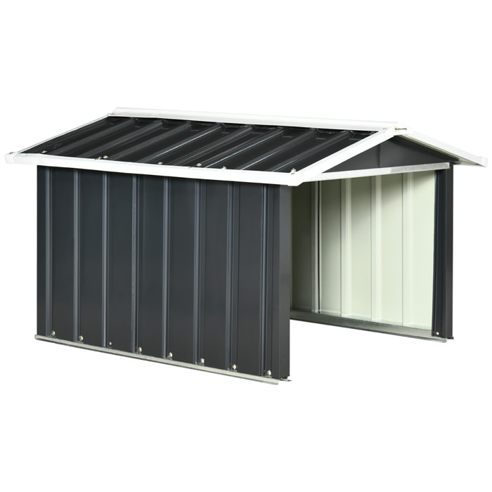 Garaje para Robot Cortacésped de Acero Galvanizado con Techo Dos Aguas, Caseta para Robot Cortacésped, 87x103x66 cm, para Jardín, Exterior, Césped, Gris Oscuro
