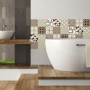 Stickers muraux - Sticker Mural Carrelage adhésif Cuisine Salle de Bain - 9 STICKERS CARREAUX DE CIMENT SCANDINAVE BALTIQUE