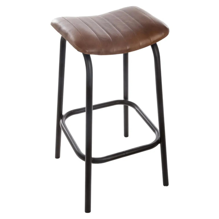 Tabouret de bar "Nils" - métal & cuir