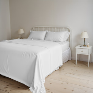 COMPLETO LETTO NATURAL COLOR, 100% Cotone, Made in Italy - BIANCO/BIANCO