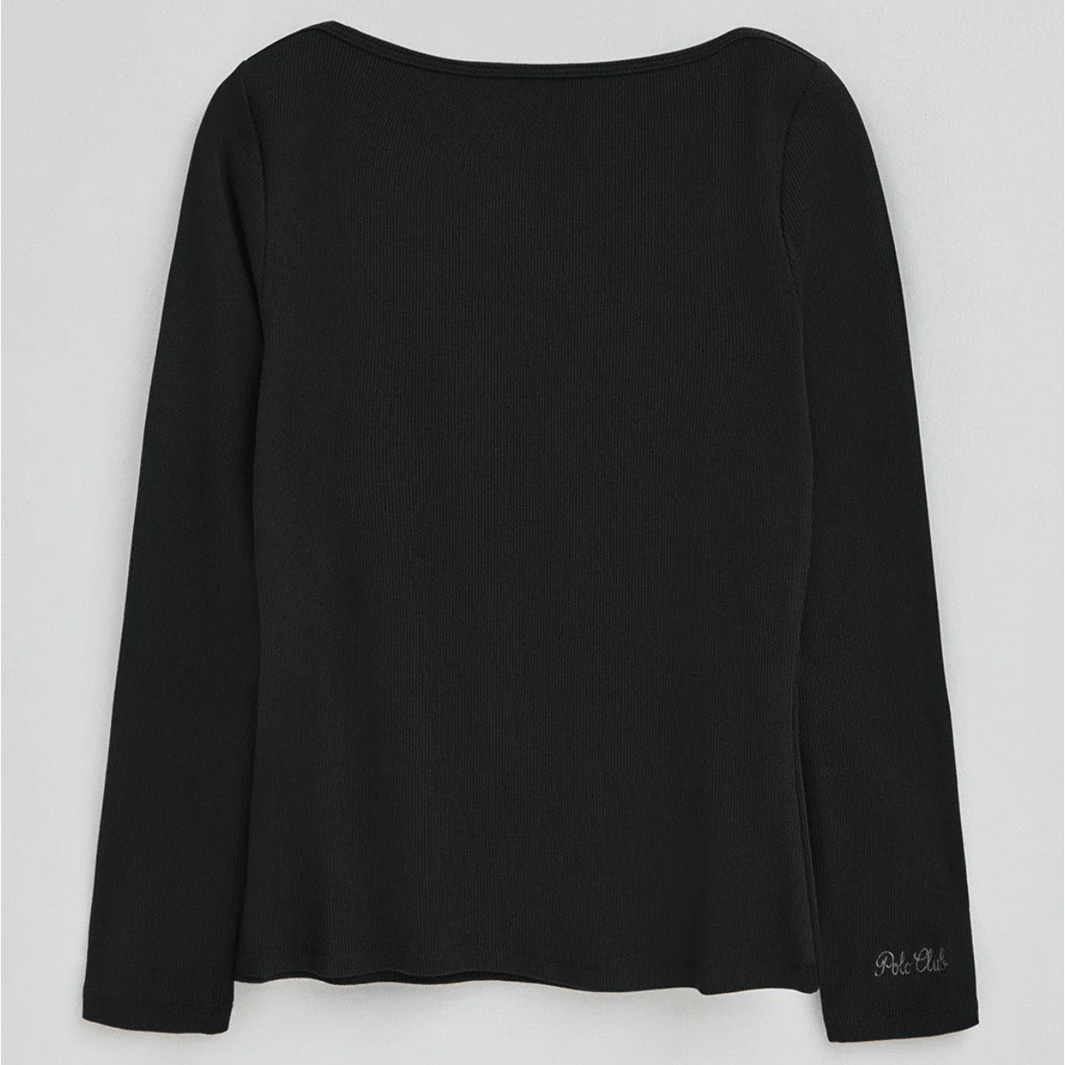 Camiseta negra de manga larga y cuello barco Polo Club