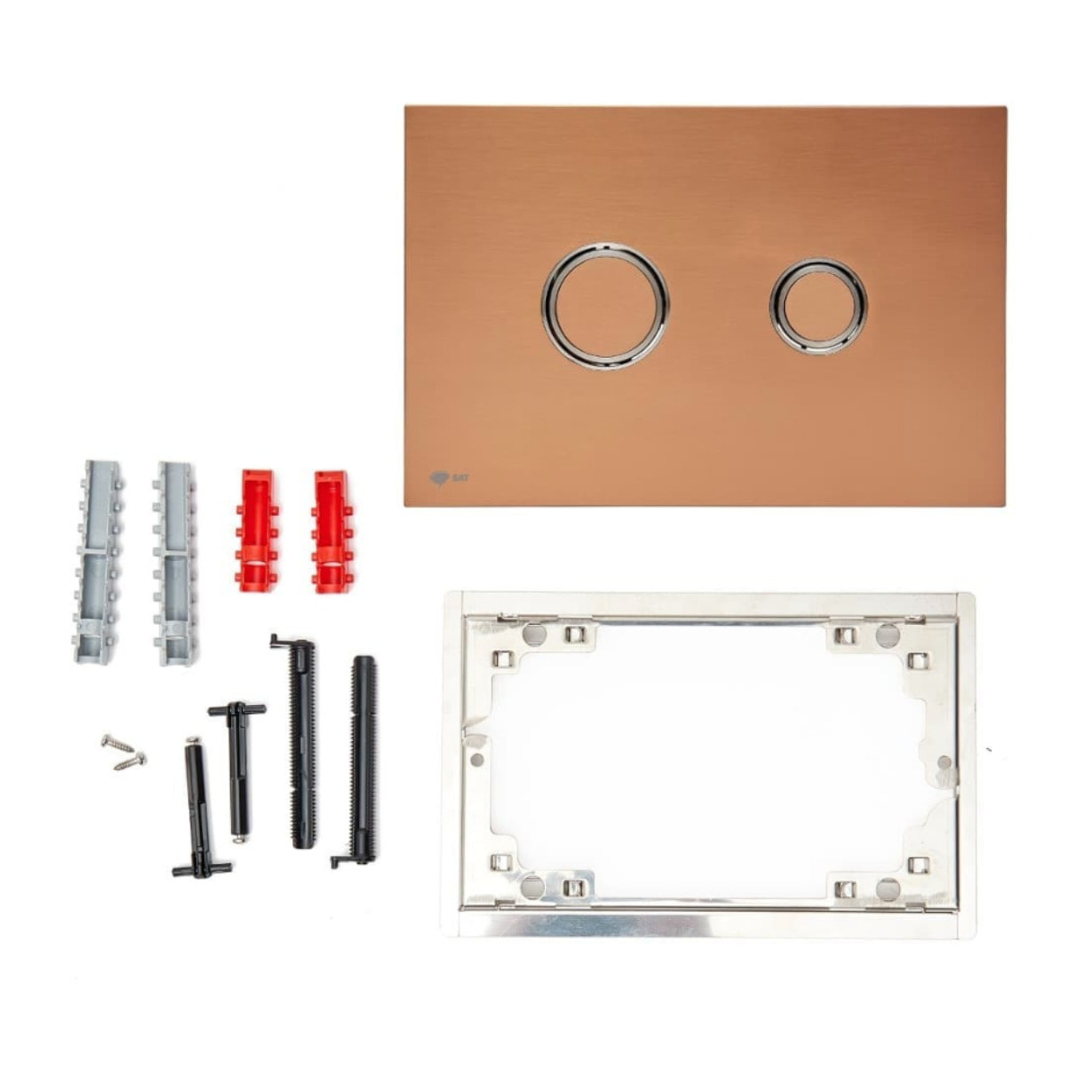 Plaque de commande double touche en acier inoxydable, traitement PVD, or rose mat (SATATBRG)