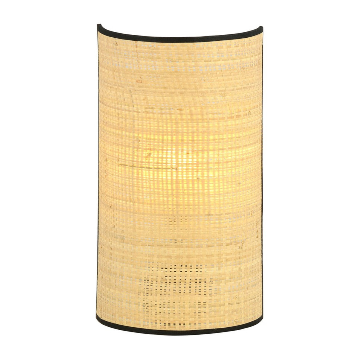 Lampada da parete Aston con paralume in rattan e struttura in acciaio