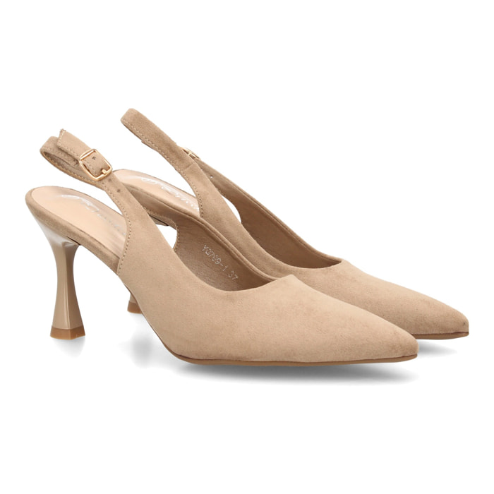 Zapato salón destalonado para mujer con tacón y punta fina