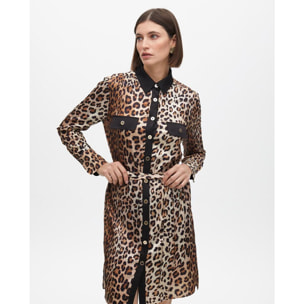 Blusa stampa animalier con dettagli tasche