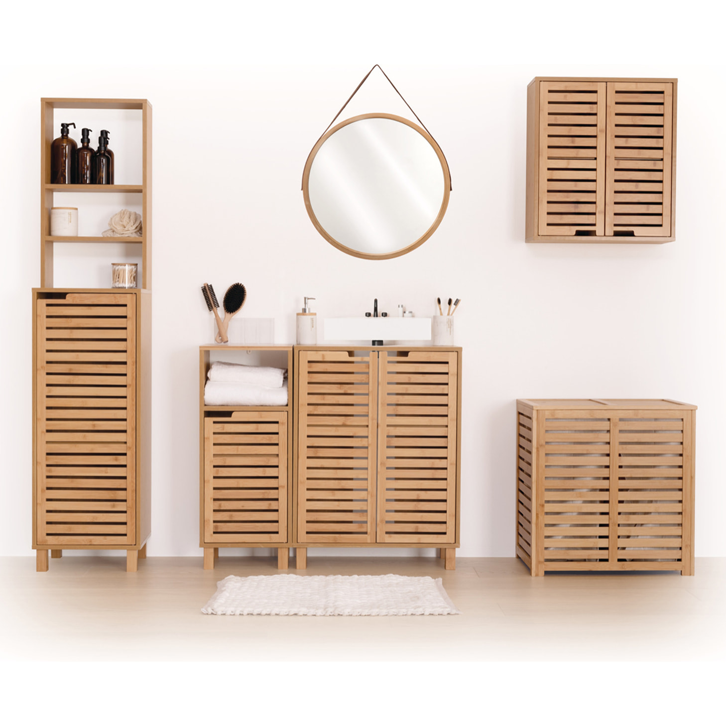 Meuble étagère 1 porte bambou "Sicela"