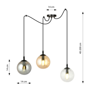 Lampada a sospensione GIGI con diffusori in vetro mix