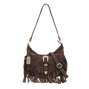 Barlassina bolso bandolera Mujer. Piel auténtica Gamuza, con flecos.