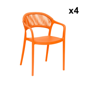 Chaise de jardin empilable avec effet corde (lot de 4) JOVIA