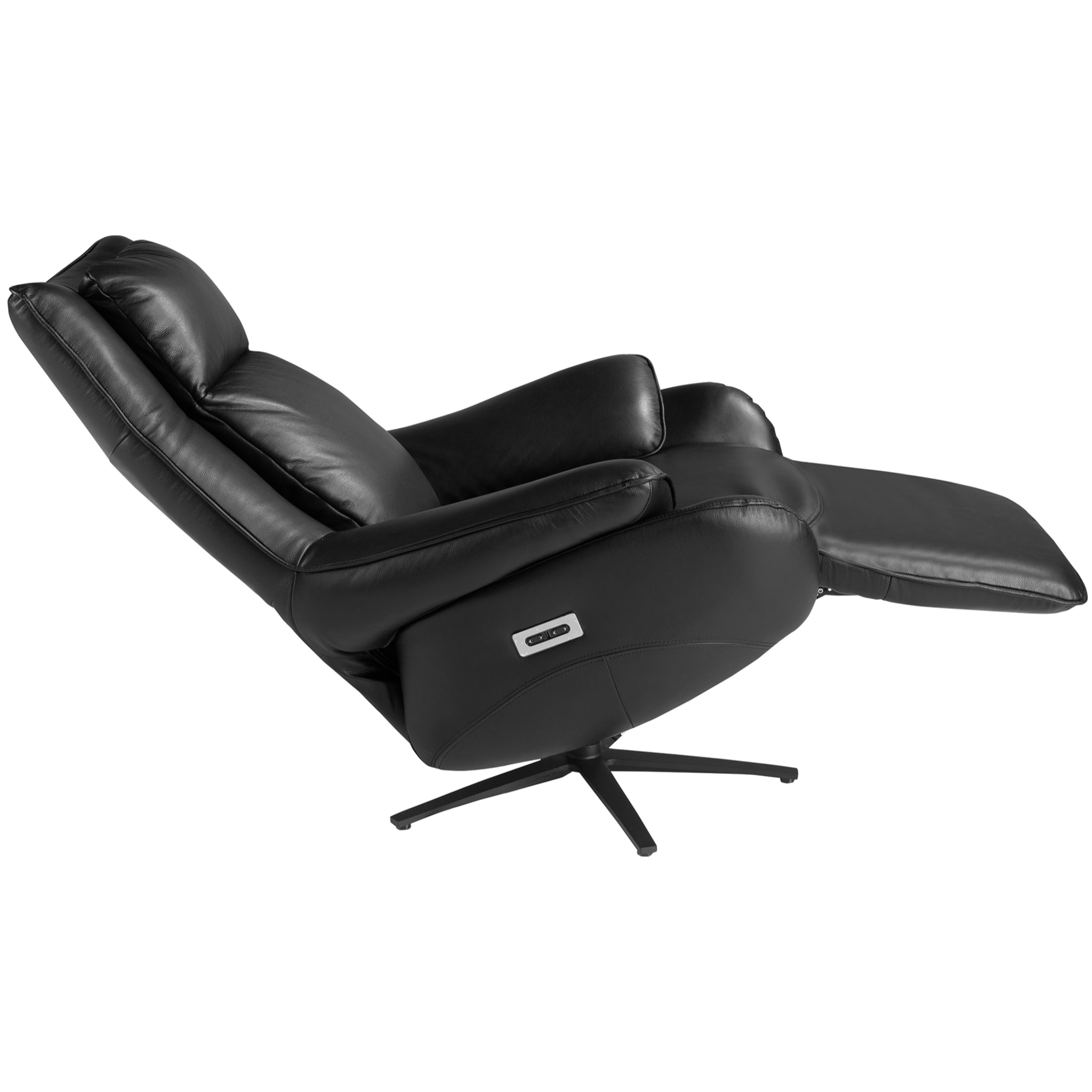 Sillón Angel Cerdá relax giratorio con reposabrazos con asiento y respaldo tapizados en piel de origen vacuno en negro patas de acero inoxidable en epoxi negro 91x80x118cm