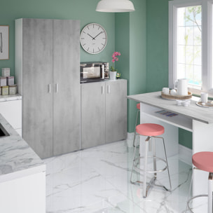 Armadio Multiuso Armadietto Alto Con Doppia Anta e 4 Ripiani Ideale Per Bagno Ingresso Camera Da Letto Garage 80 x 37 x 182 Cm Bianco e Grigio Cemento