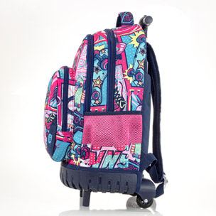 Zaino Trolley Premium "Rap Girl" - Trolley Incorporato - Resistente all'acqua - Misure: 45*33*20