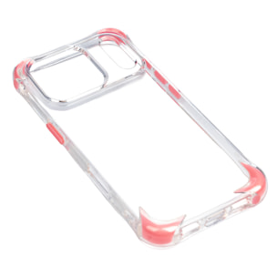 Custodia trasparente con rilievo protettivo per fotocamera, angoli rinforzati rosa, antiurto e anti-impronte Magsafe per iPhone 17 Pro.