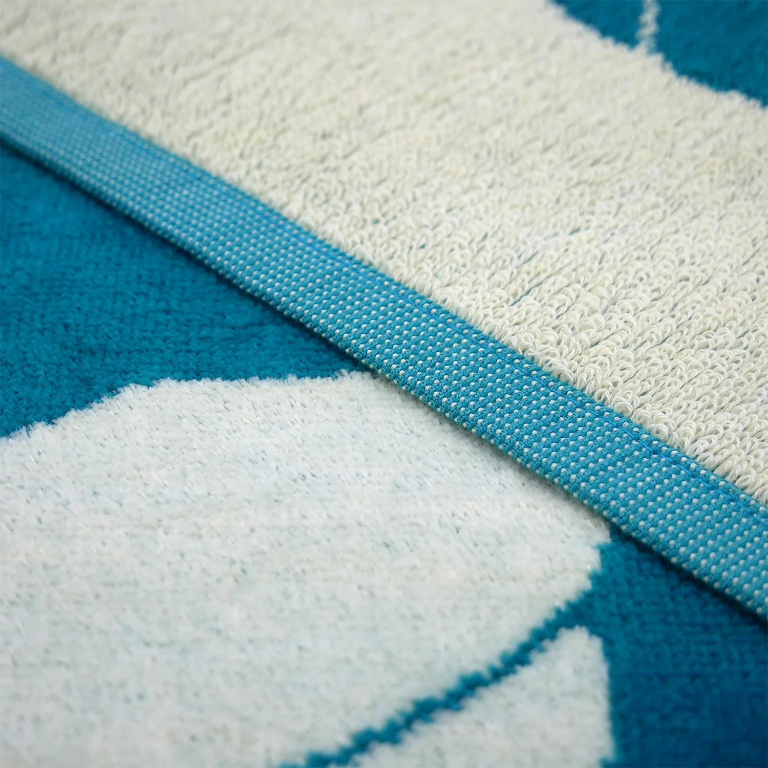 Serviette de plage XL éponge velours Jacquard Bleu 140x180 400g/m² - Bargara