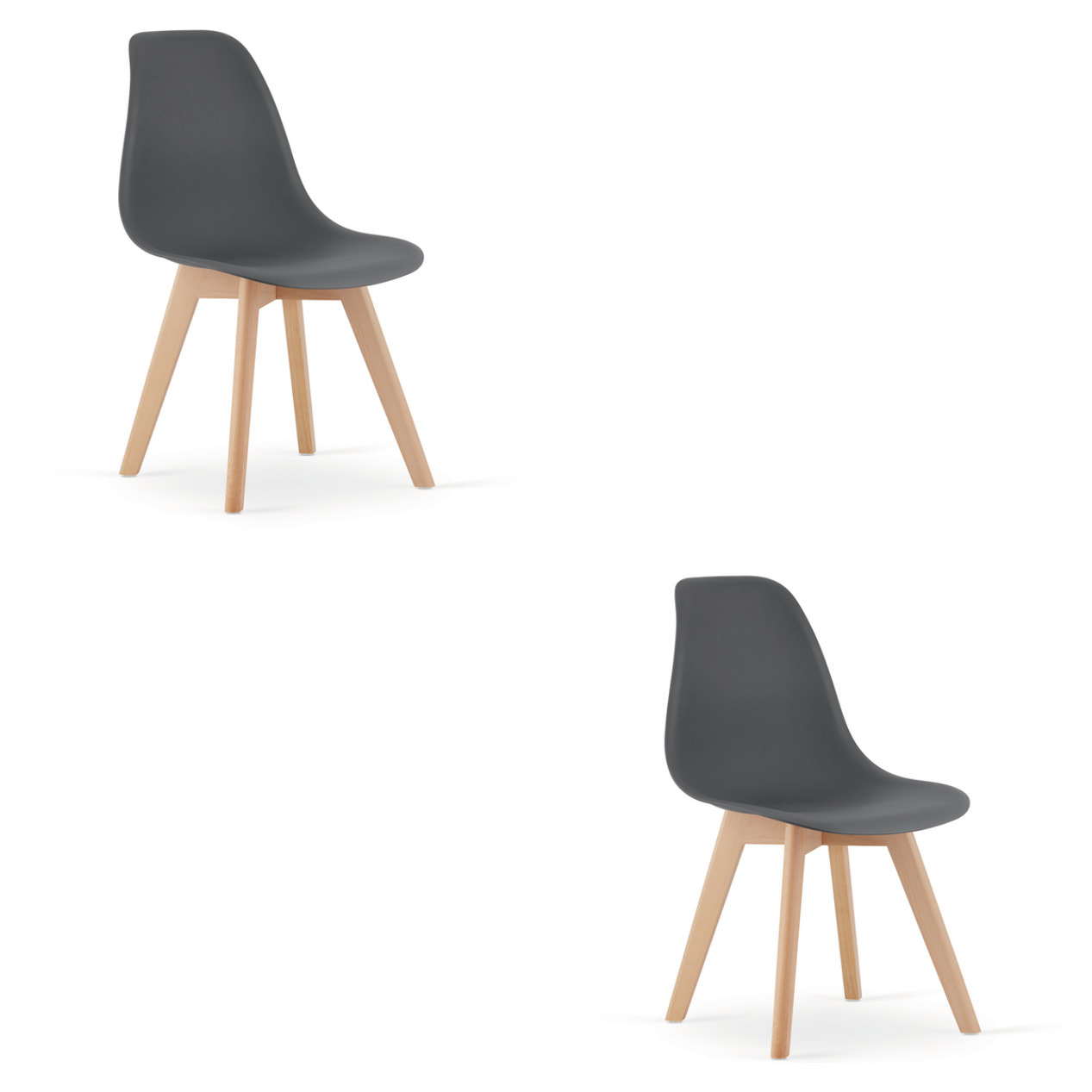 Set di 2 sedie Kito grigio scuro con gambe in faggio