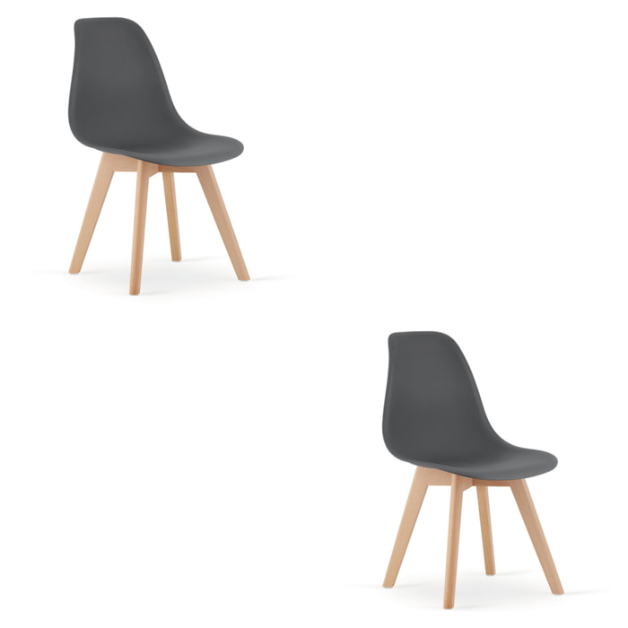 Set di 2 sedie Kito grigio scuro con gambe in faggio