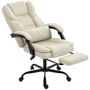Fauteuil de bureau manager inclinable repose-pieds beige