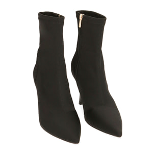 Botines negros de lycra, tacón 8,5 cm