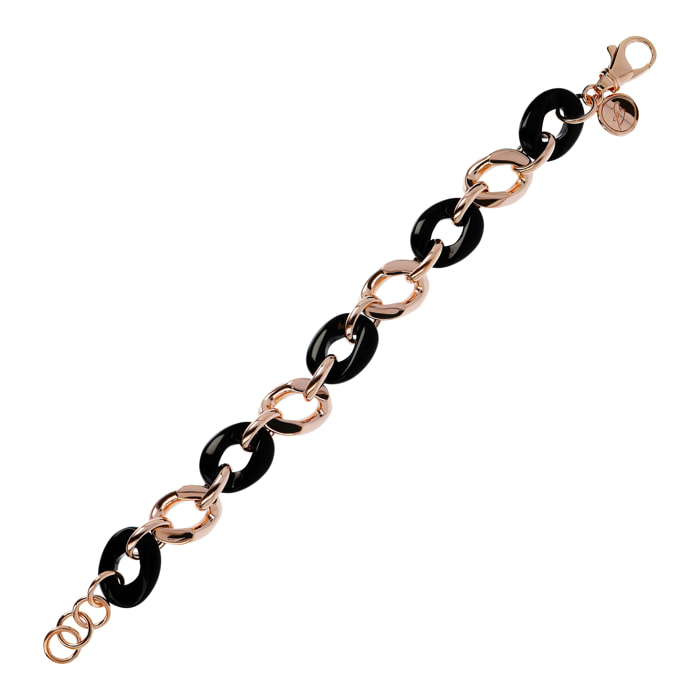 Bracciale Catena Grumetta in Onice Nero e Golden Rosé