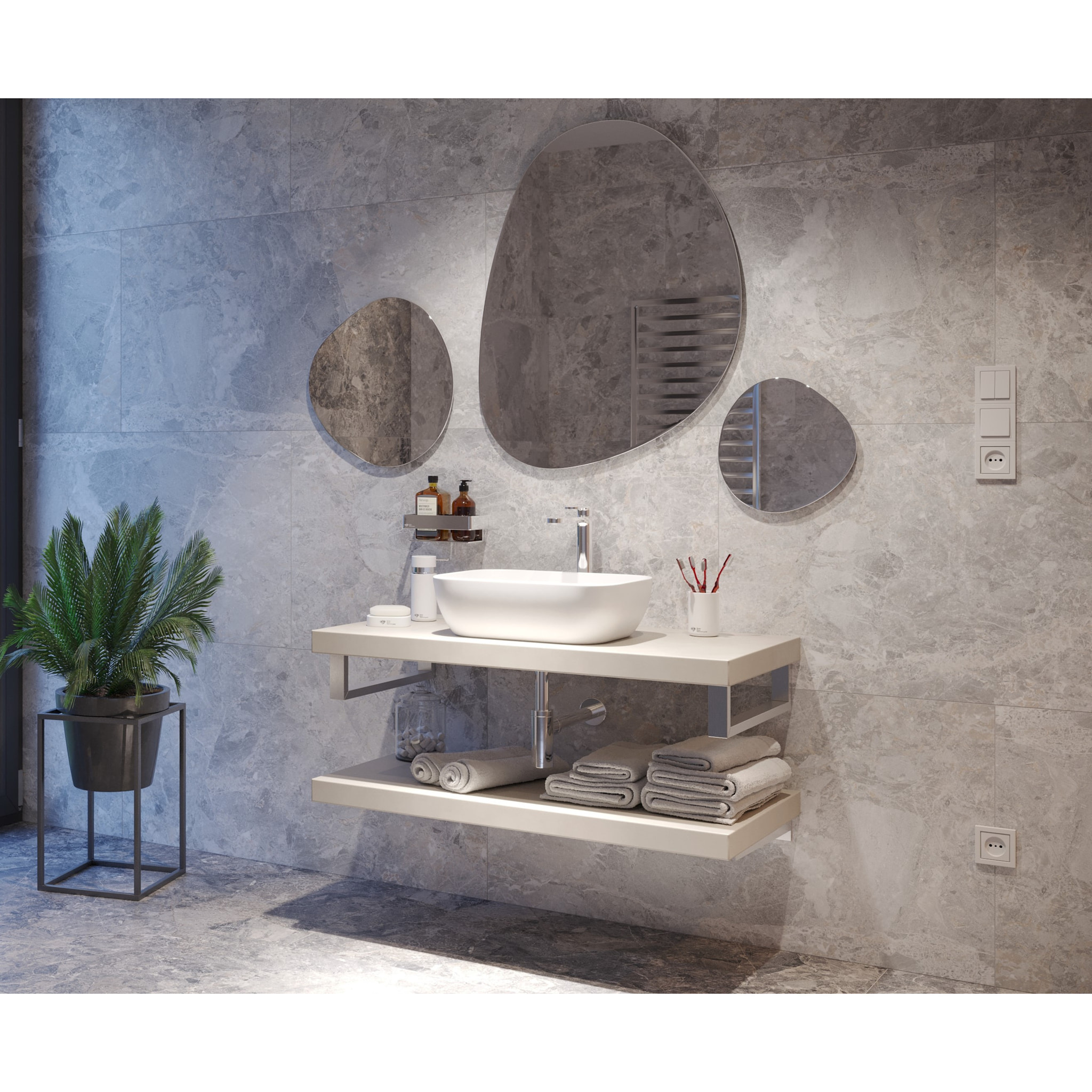 Vasque à poser 45,5 x 32,5 x 13,5 cm sans trop-plein blanc mat Infinitio (SATINF4532M)