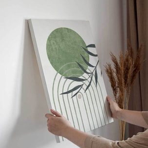 Tableau abstrait végétal cercle vert Toile imprimée