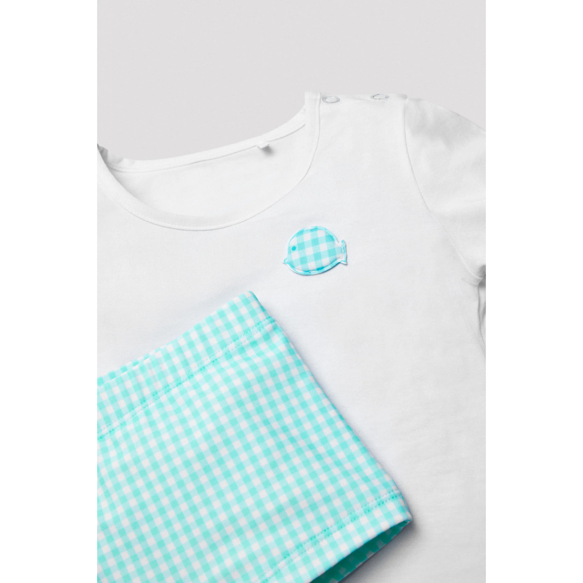 Completo costume boxer e maglietta per neonato a quadretti
