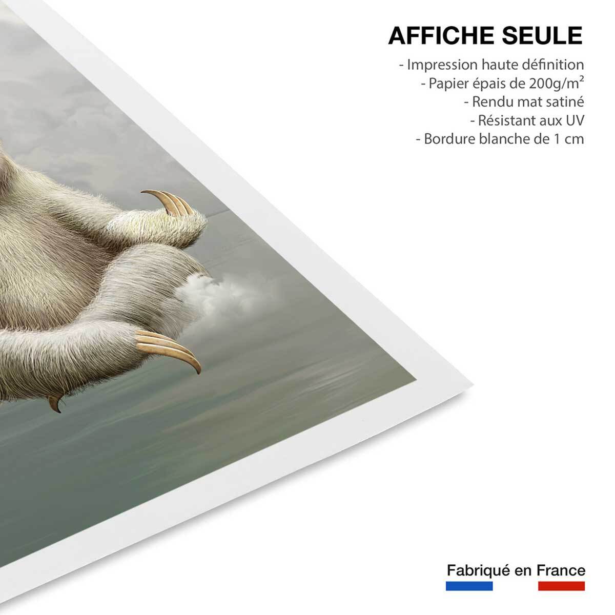 Affiche enfant paresseux méditant  Affiche seule