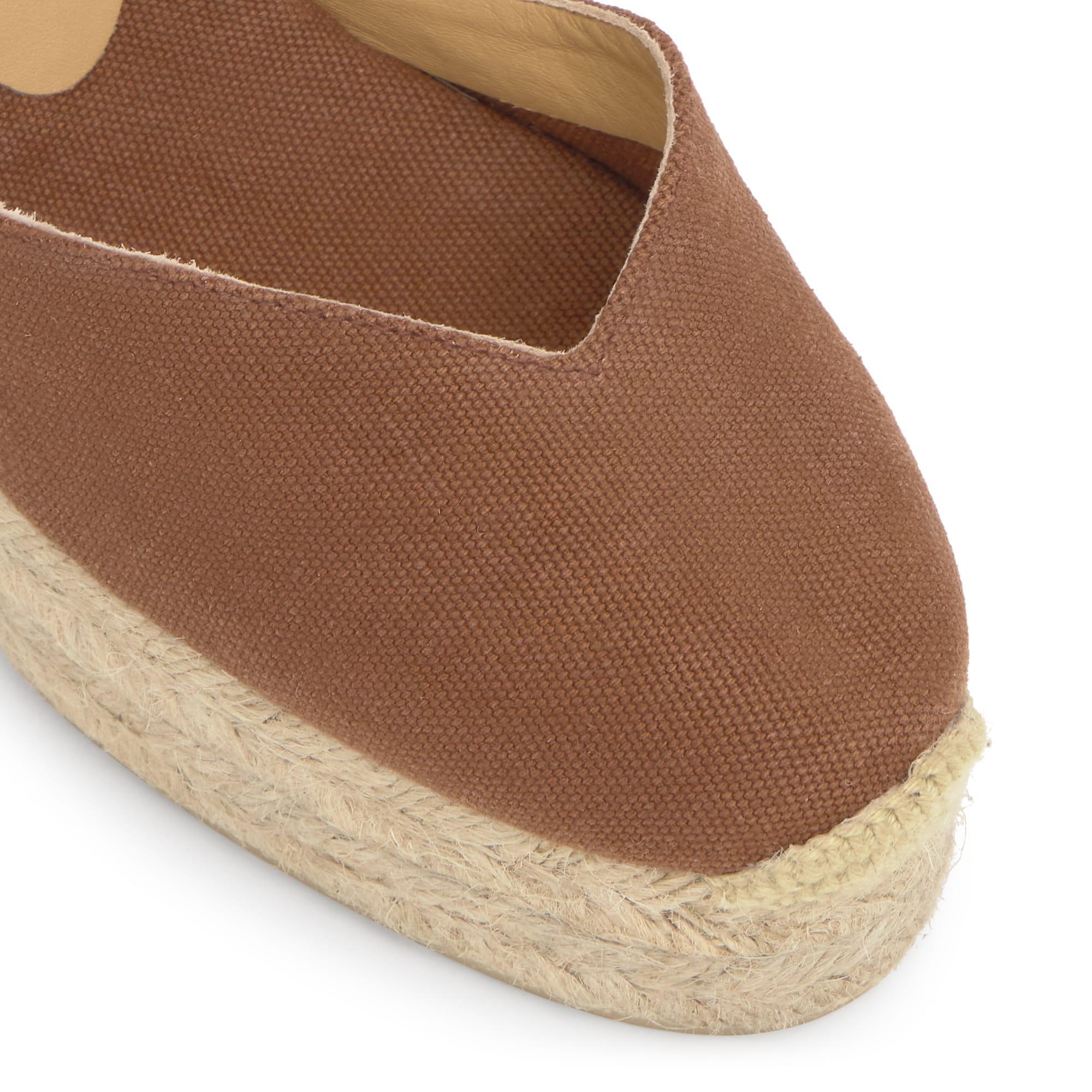 Alpargata de cuña 8 cm en lona de algodón con lazo al tobillo
