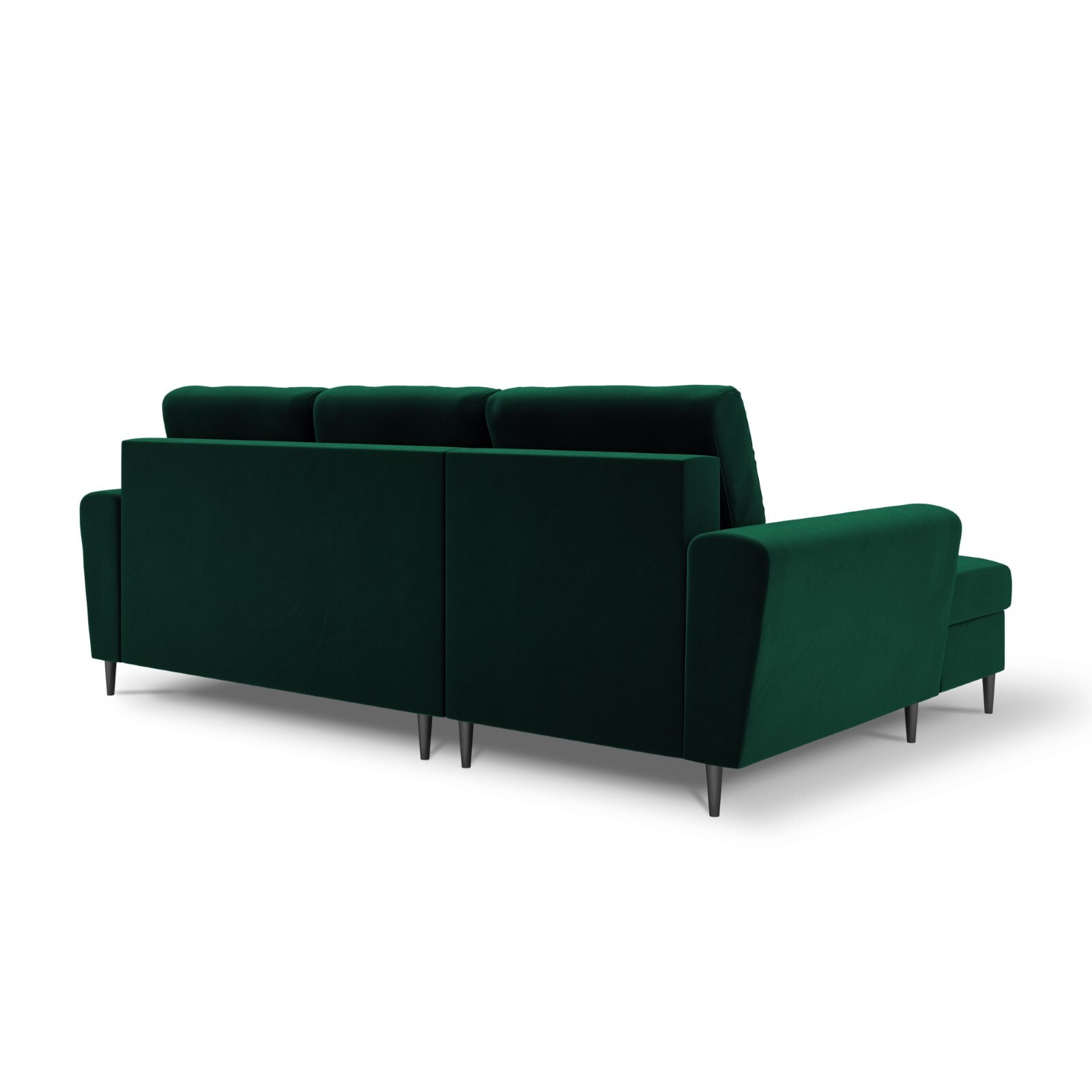 Canapé d'angle gauche convertible avec coffre de rangement "Kyoto" 4 places en velours vert bouteille