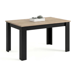 Mesa de comedor extensible en negro mate y roble canadian 140-190x90 cm Sira Negro Mate - Roble Canadian