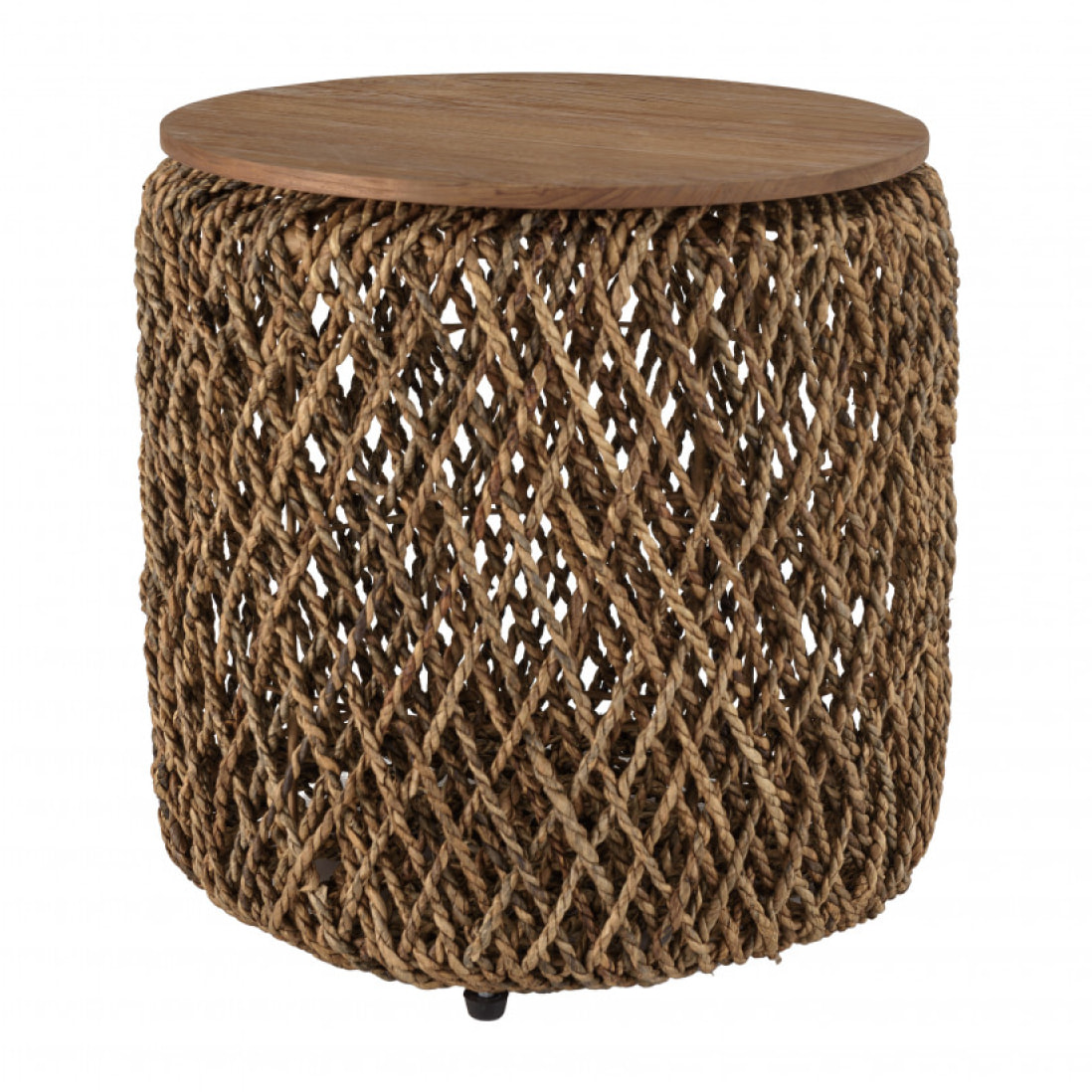SIXTINE - Table d'appoint ronde 50x50cm en tissage de fibre de cocotier