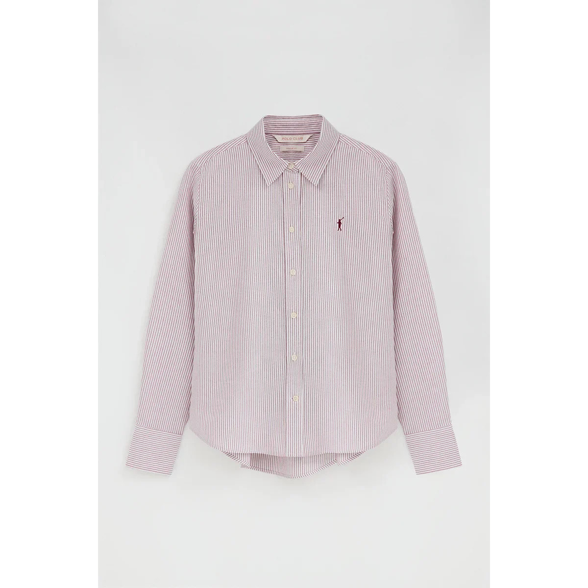 Camicia oxford a righe granata regular fit con ricamo Rigby Go