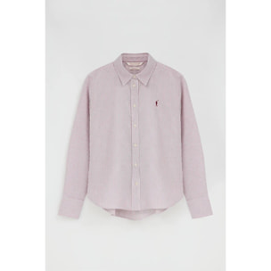 Camicia oxford a righe granata regular fit con ricamo Rigby Go
