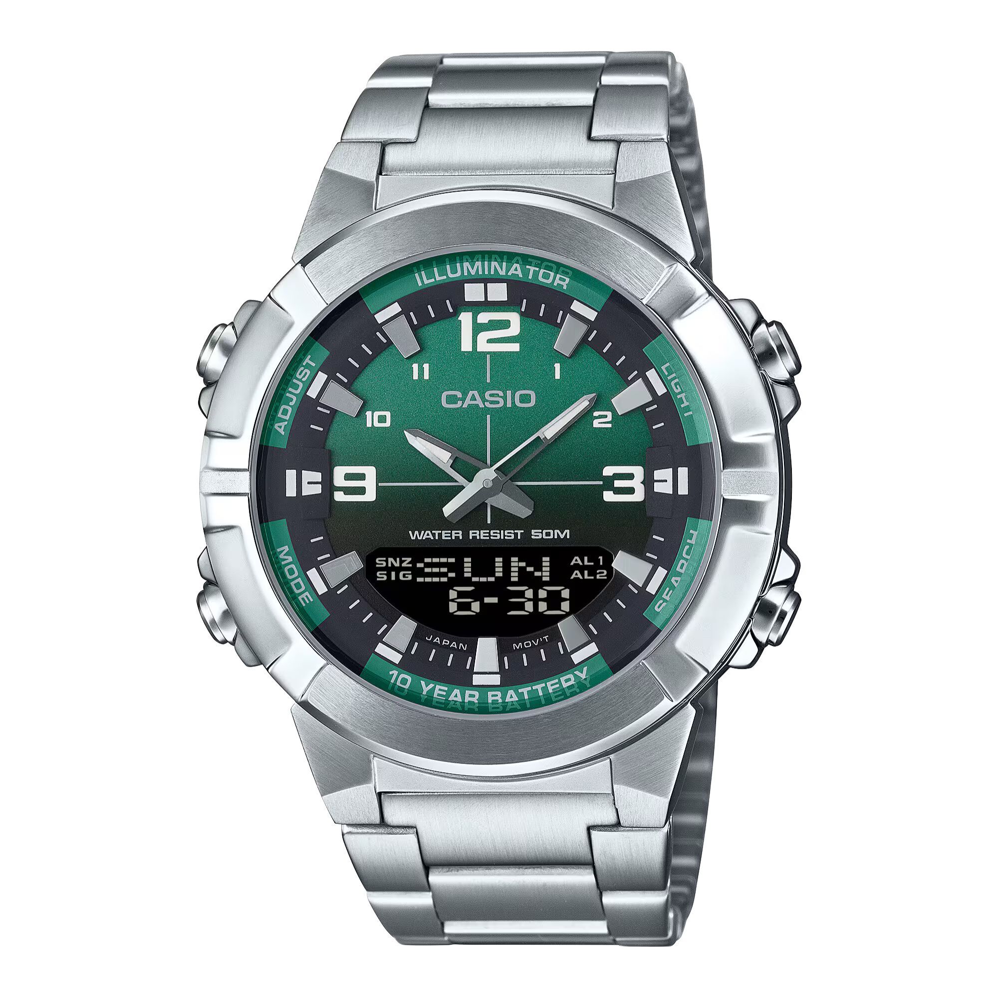 Reloj Casio AMW-870DA-3A Hombre Digital Cuarzo con Correa de Acero inoxidable