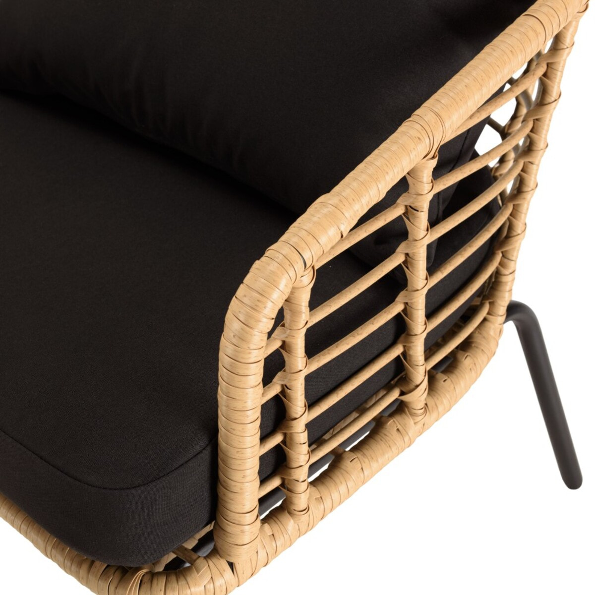 MALO - Ensemble de 2 fauteuils rotin synthétique et table basse ronde