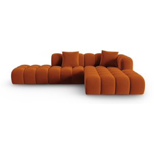 Canapé d'angle droit modulable "Clotilde" 4 places en velours terracotta