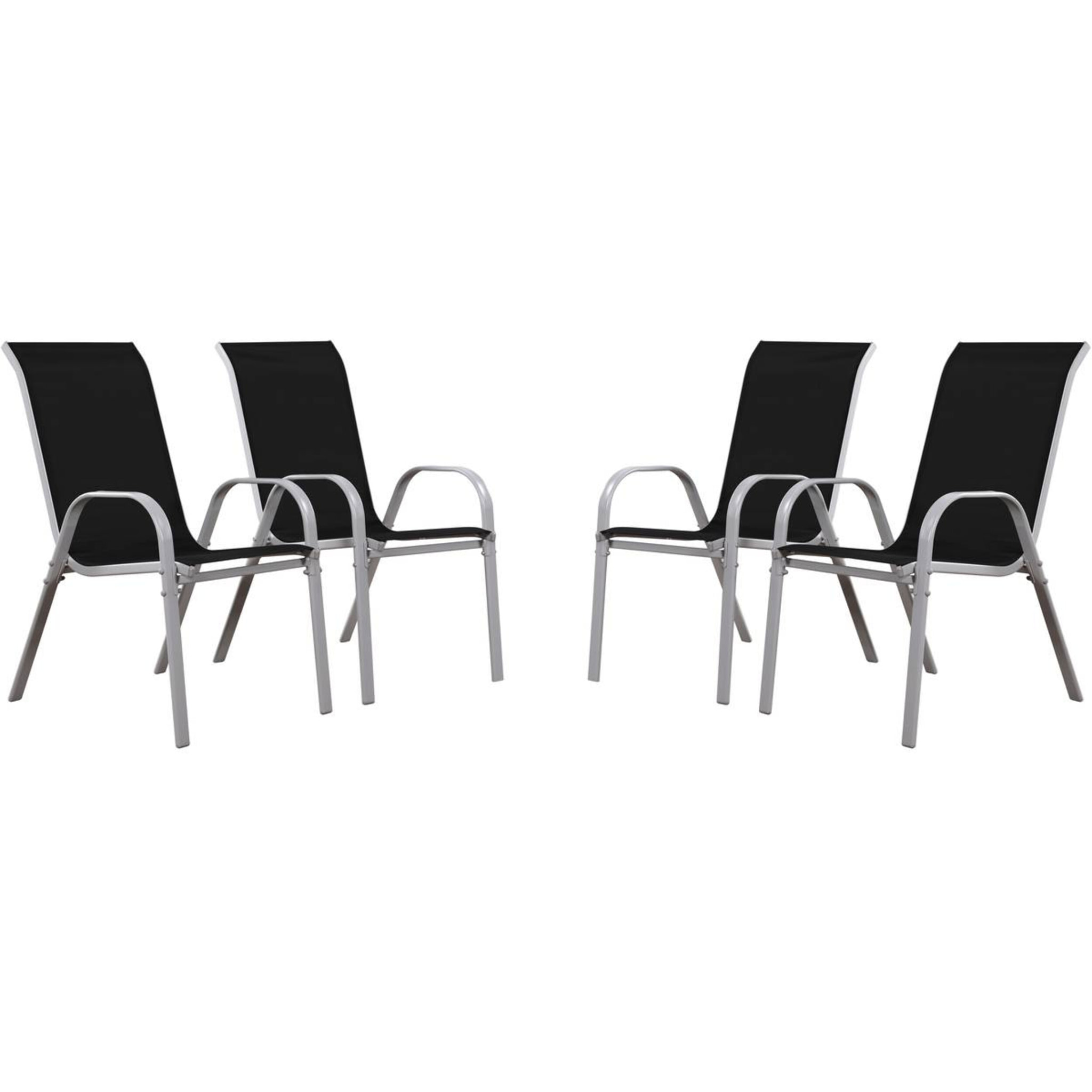 Fauteuil jardin Textilène "Cordoba" - Phoenix - Noir - Lot de 4