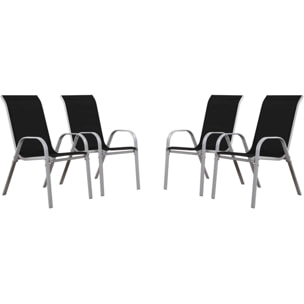 Fauteuil jardin Textilène "Cordoba" - Phoenix - Noir - Lot de 4