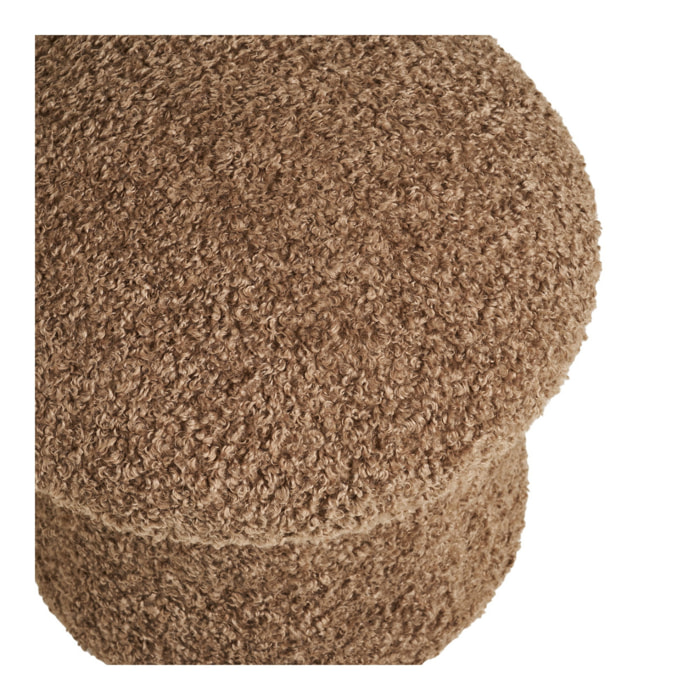 Enna - Pouf rotondo in pelliccia sintetica marrone ø45x45 cm