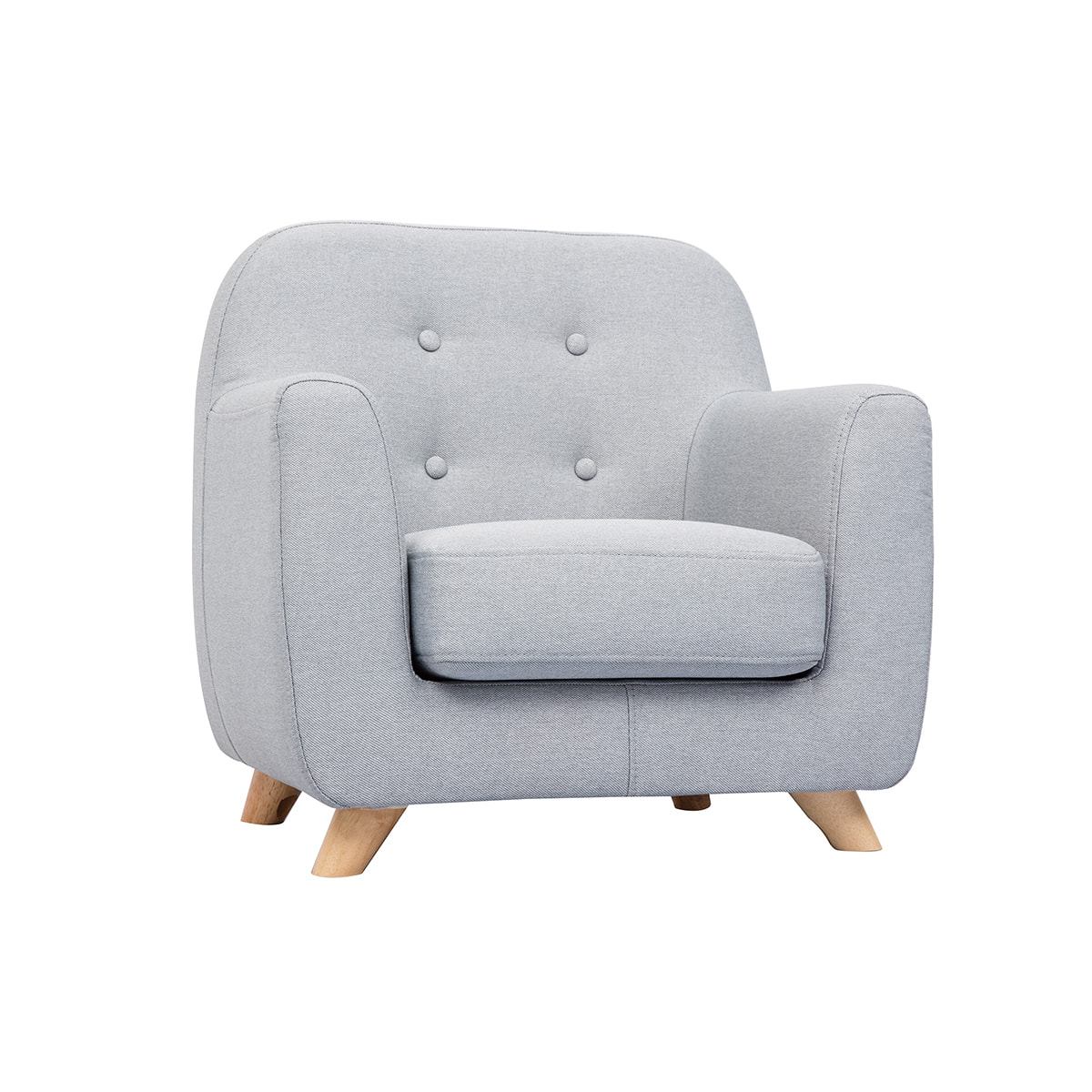 Fauteuil enfant scandinave en tissu gris clair et bois clair NORKID