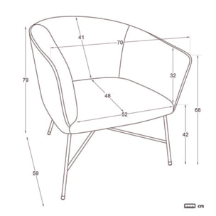 Fauteuil Sigrid -tissu et bois-couleur gris 70 x 79 x 69 cm