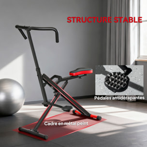 Machine à adominaux - appareil de fitness pliable réglable - rouge noir