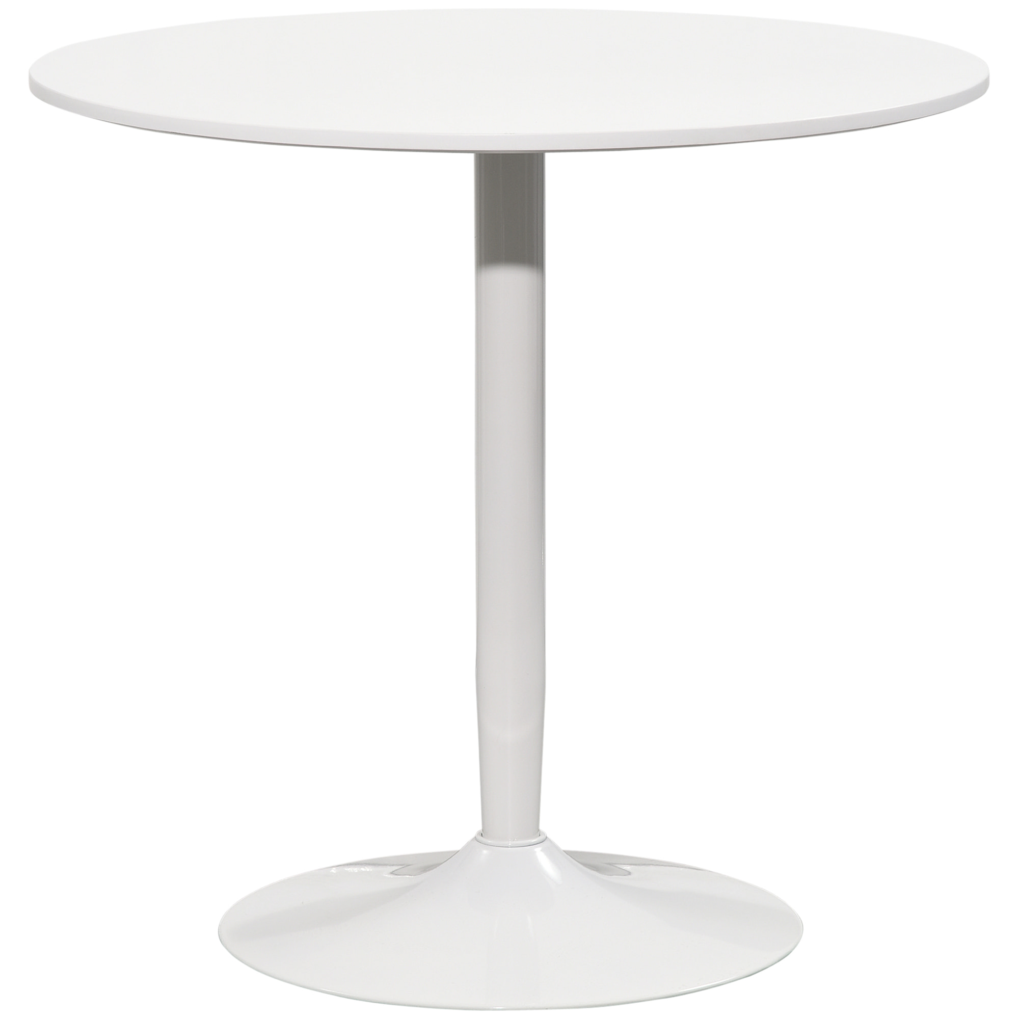 Mesa de Comedor Redonda Mesa de Cocina Moderna para 2 Personas con Base de Acero y Almohadilla Antideslizante para Salón Ø80x75 cm Blanco