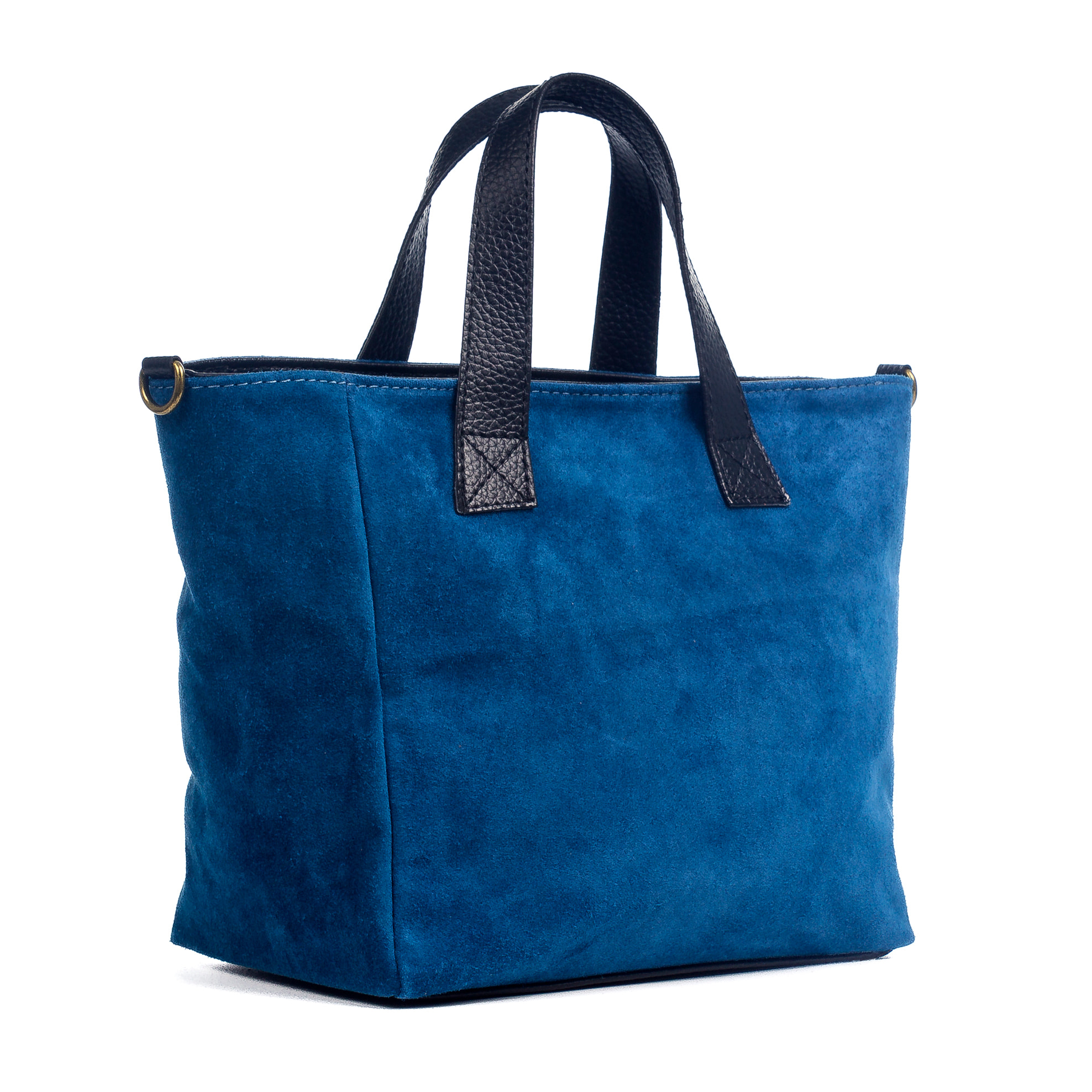 FIRENZE ARTEGIANI Cassandra Borsa tote da donna Vera pelle scamosciata Made in Italy 34x14x22 Cm. Colore blu