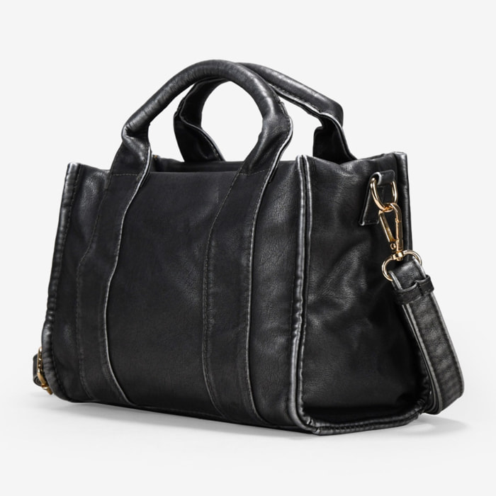 Bolso de mano negro pequeño con cremallera