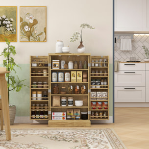 Armario de Cocina Armario Despensa Cocina con 2 Puertas de Ratán y 16 Estantes Alacena Moderna con Estantes Ajustables para Comedor Salón 60x30x104 cm Natural