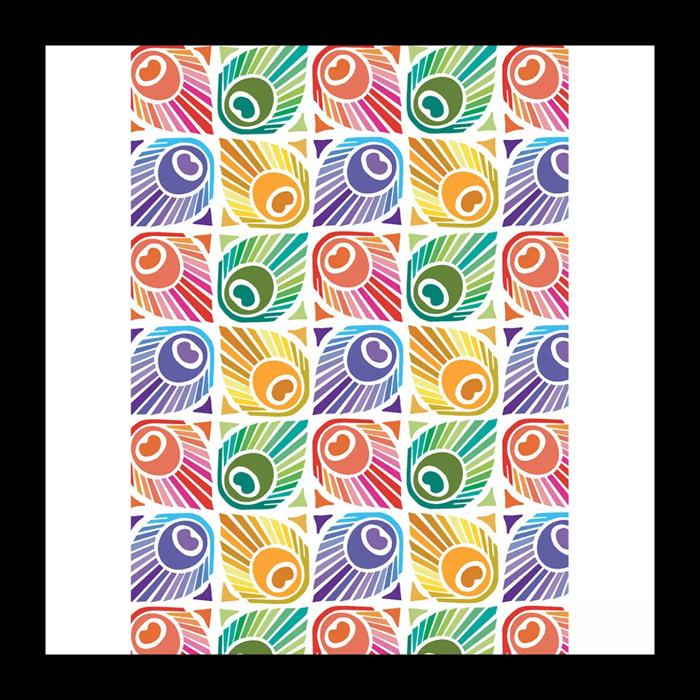 Torchon pur coton imprimé multicolore Mille peacock summer