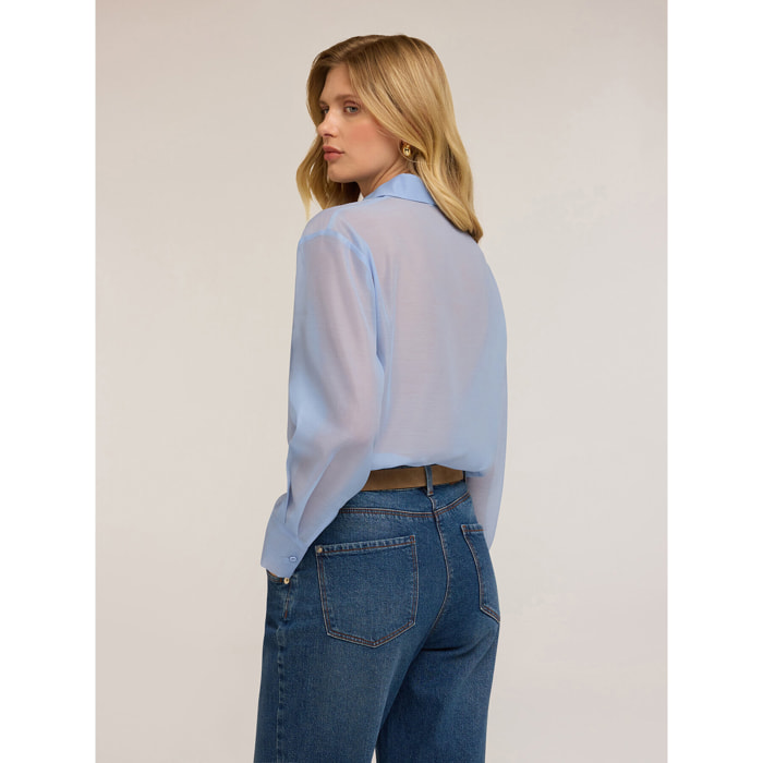 Motivi - Camisa de organza con bolsillos - Light - blue