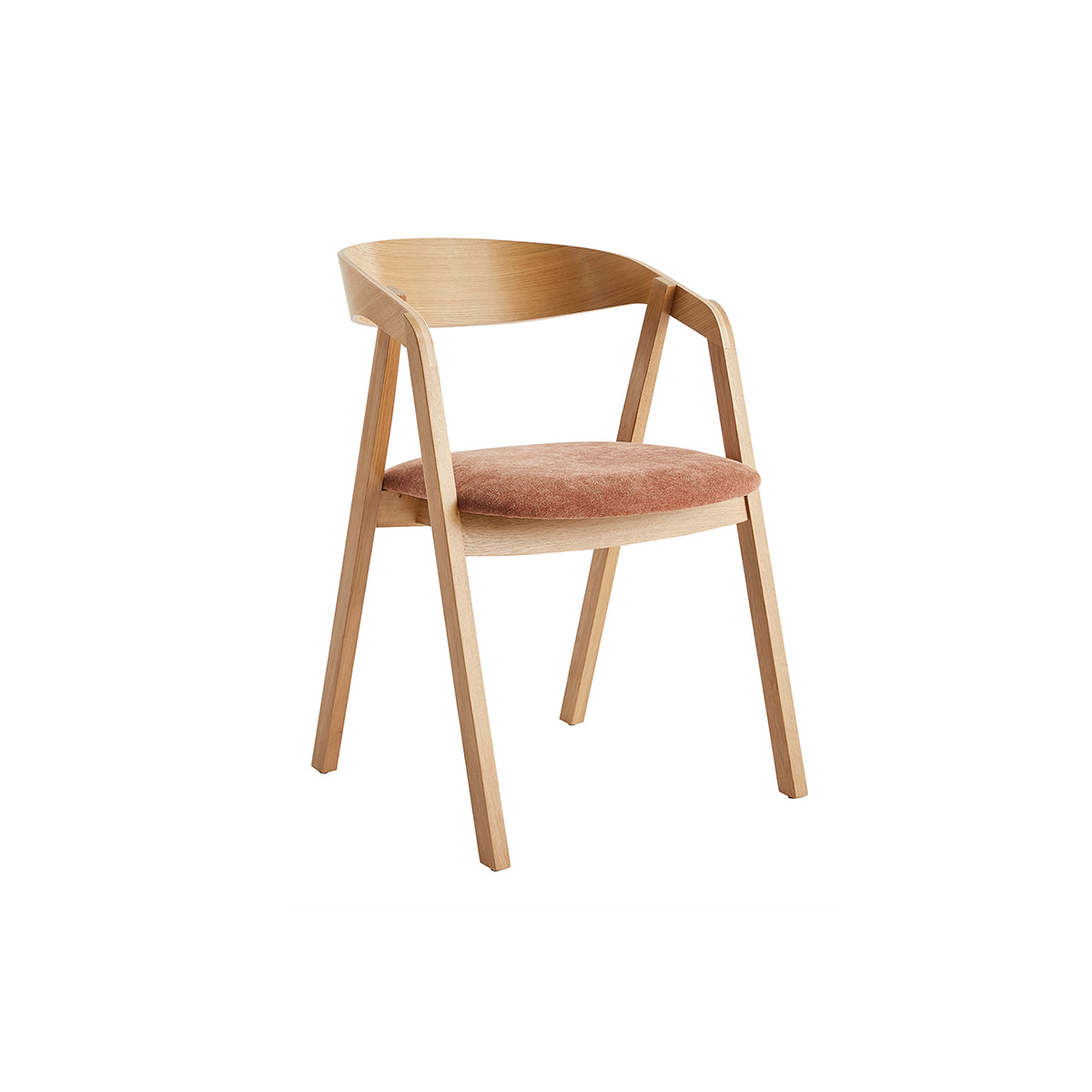 Chaises scandinaves empilables en bois clair chêne et tissu effet velours terracotta (lot de 2) LOVA